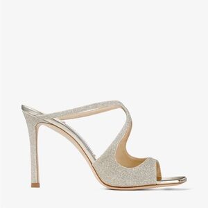 Jimmy Choo Anise 95 Platinum Ice Dusty Glitter Mule
